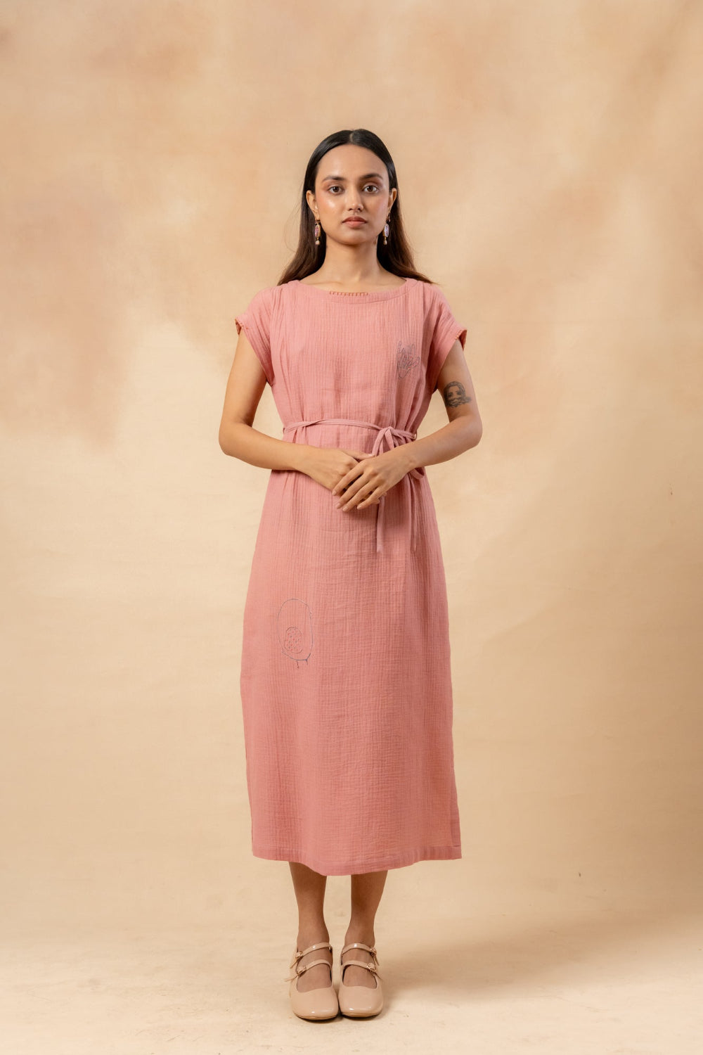 Erna Organic Cotton Dress With Waist Belt
