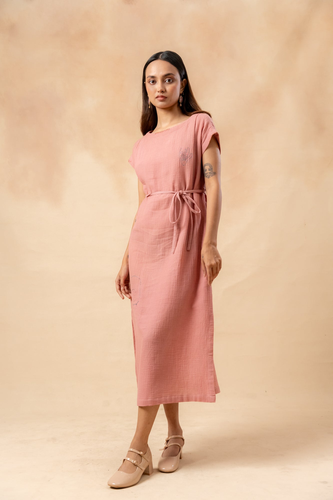 Erna Organic Cotton Dress With Waist Belt