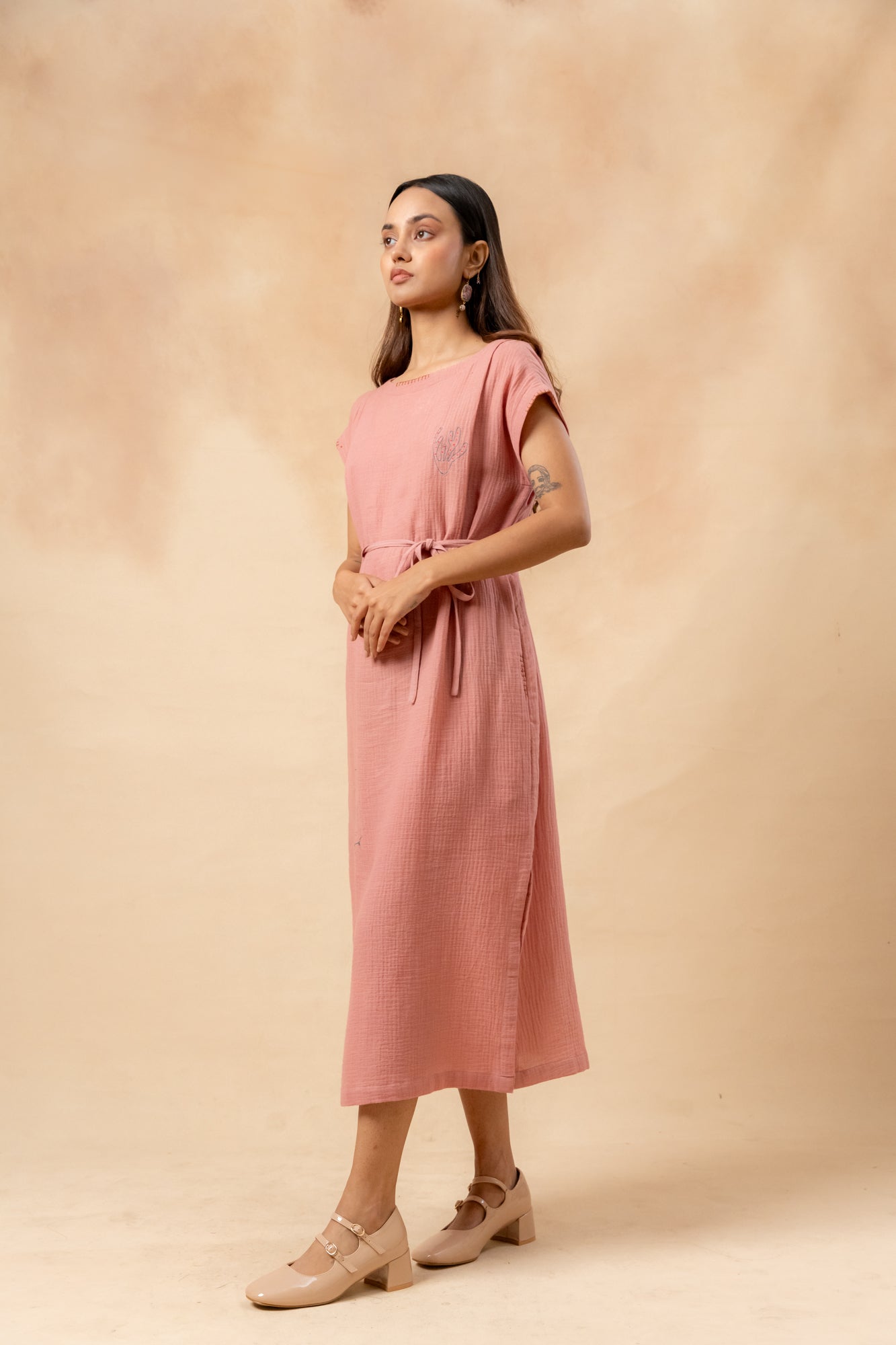 Erna Organic Cotton Dress With Waist Belt