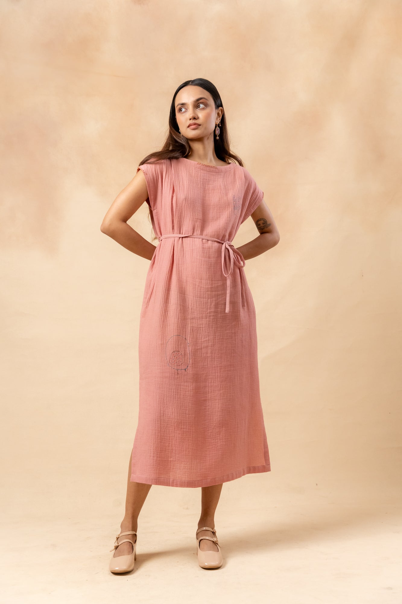 Erna Organic Cotton Dress With Waist Belt