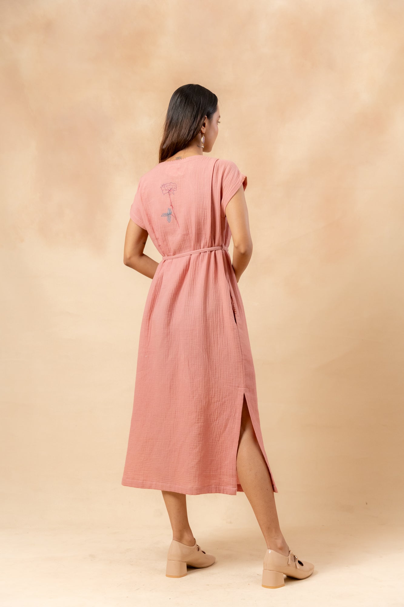 Erna Organic Cotton Dress With Waist Belt