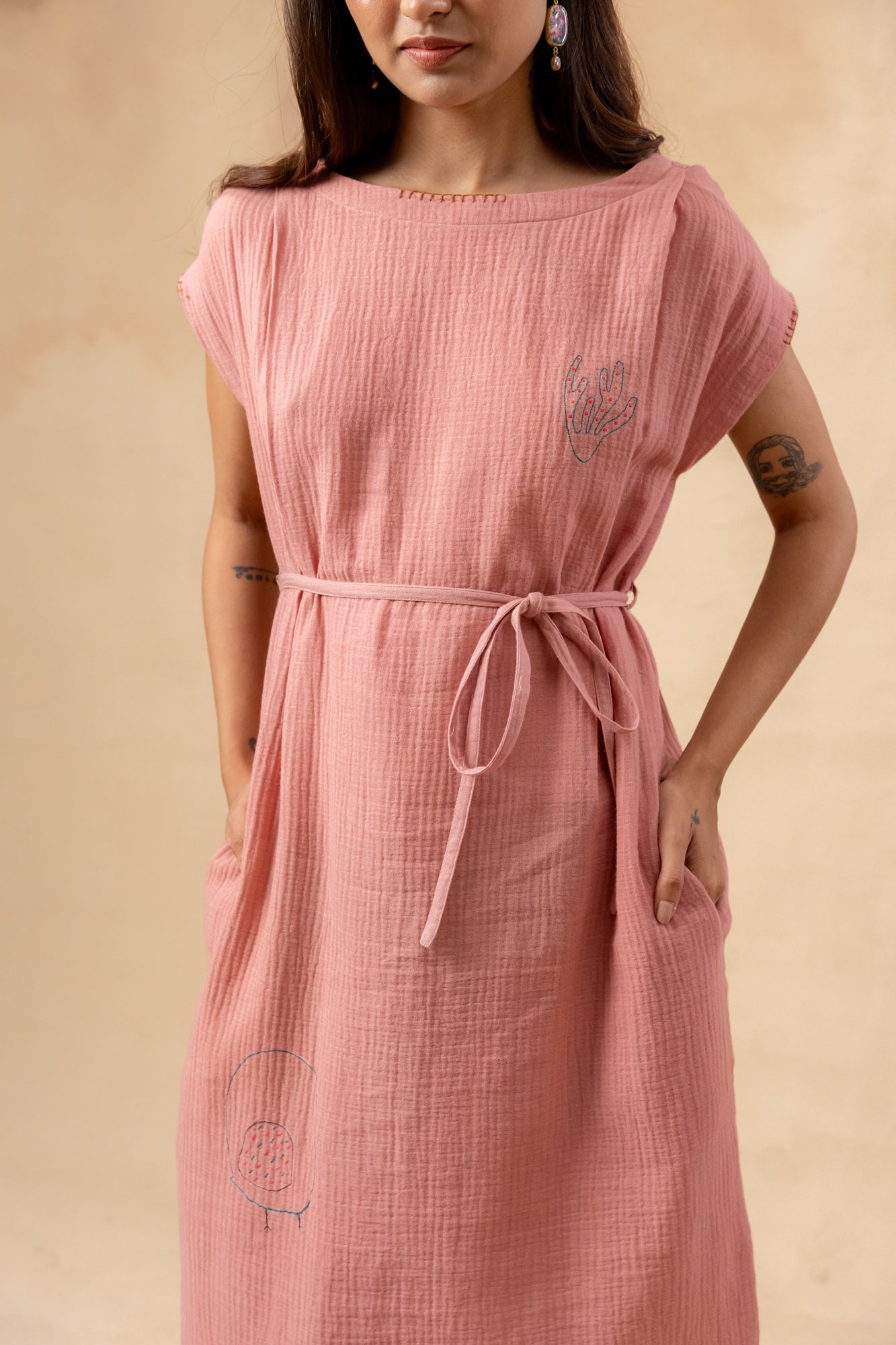 Erna Organic Cotton Dress With Waist Belt