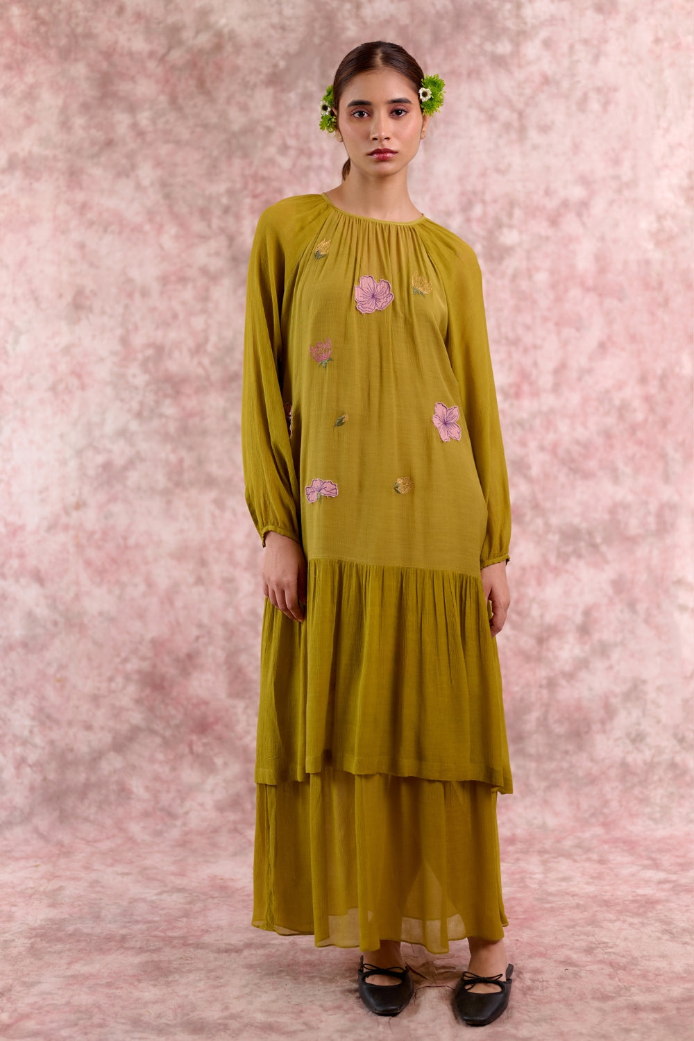 Twig embroidered dress
