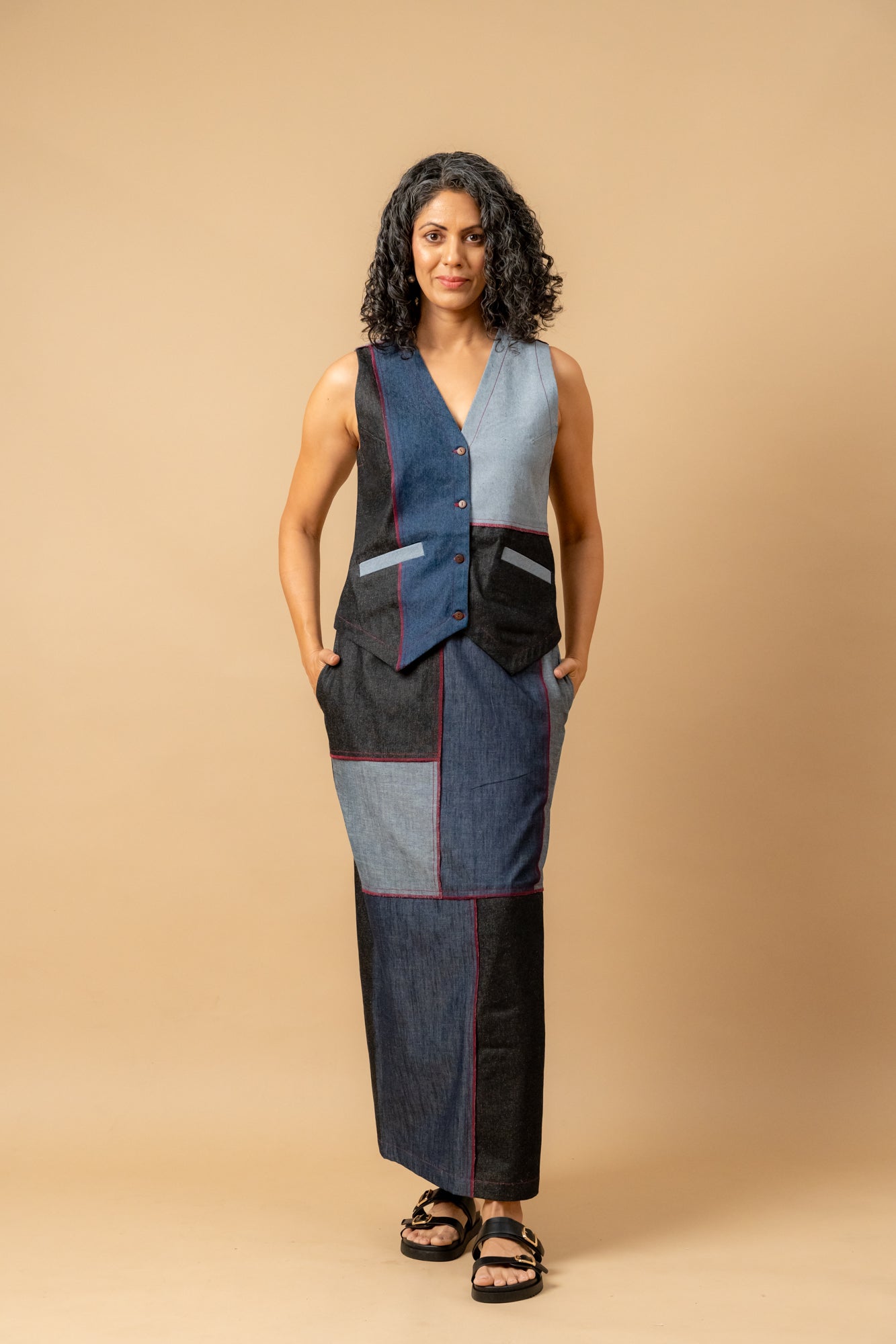Francis denim patch waistcoat
