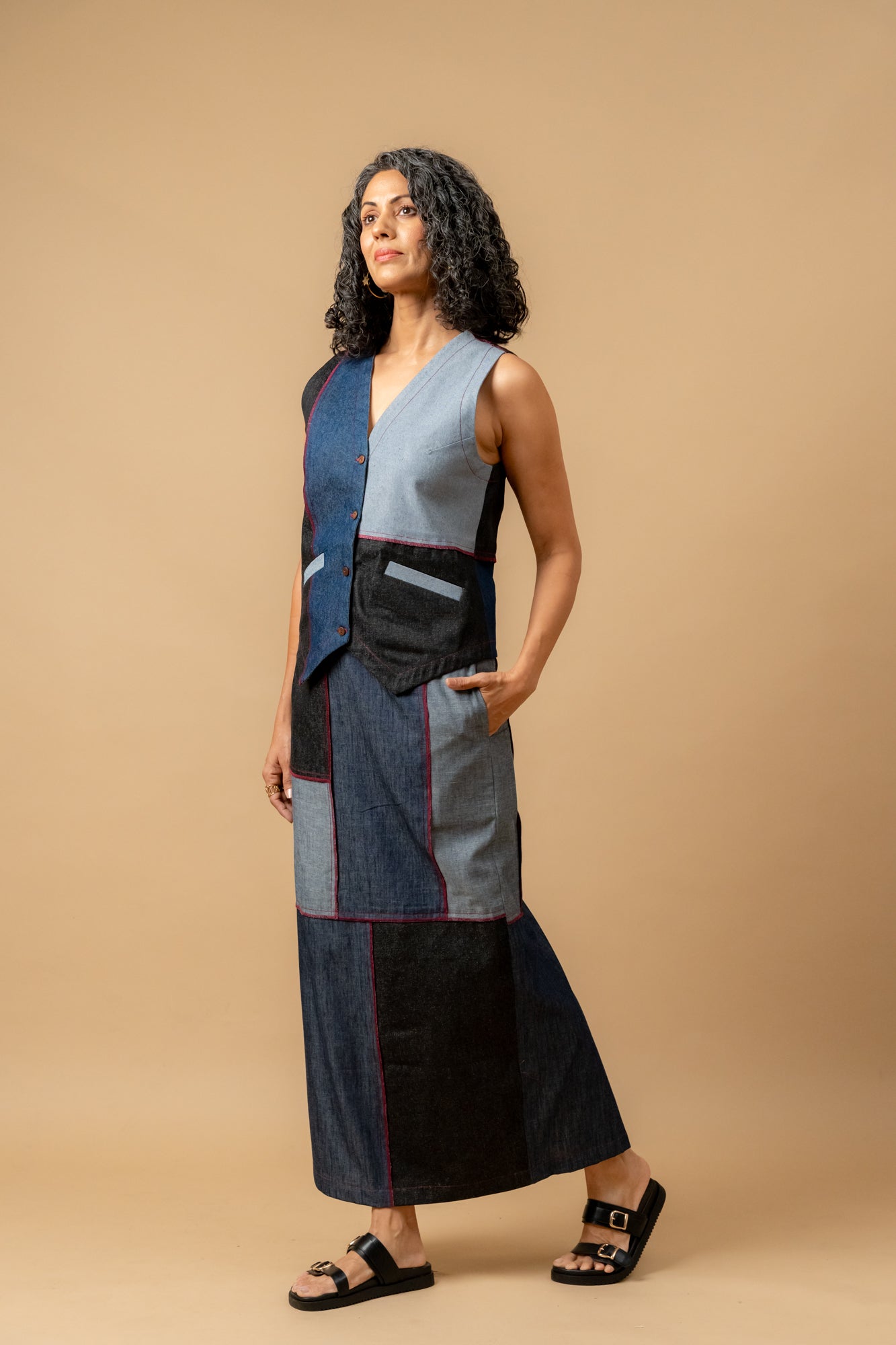 Francis denim patch waistcoat