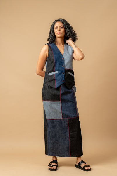Francis denim patch waistcoat