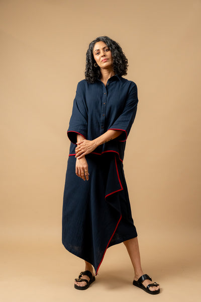 SHIRIN BLUE ORGANIC COTTON SKIRT