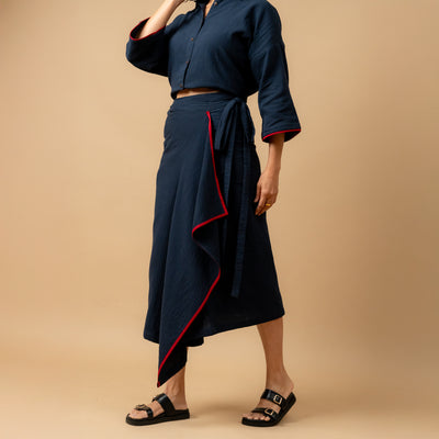 SHIRIN BLUE ORGANIC COTTON SKIRT