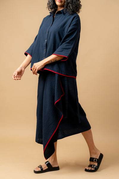 SHIRIN BLUE ORGANIC COTTON SKIRT