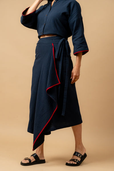 SHIRIN BLUE ORGANIC COTTON SKIRT