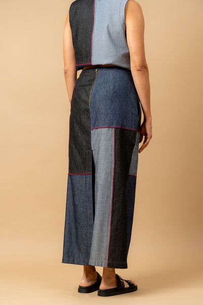 Abby denim patch skirt