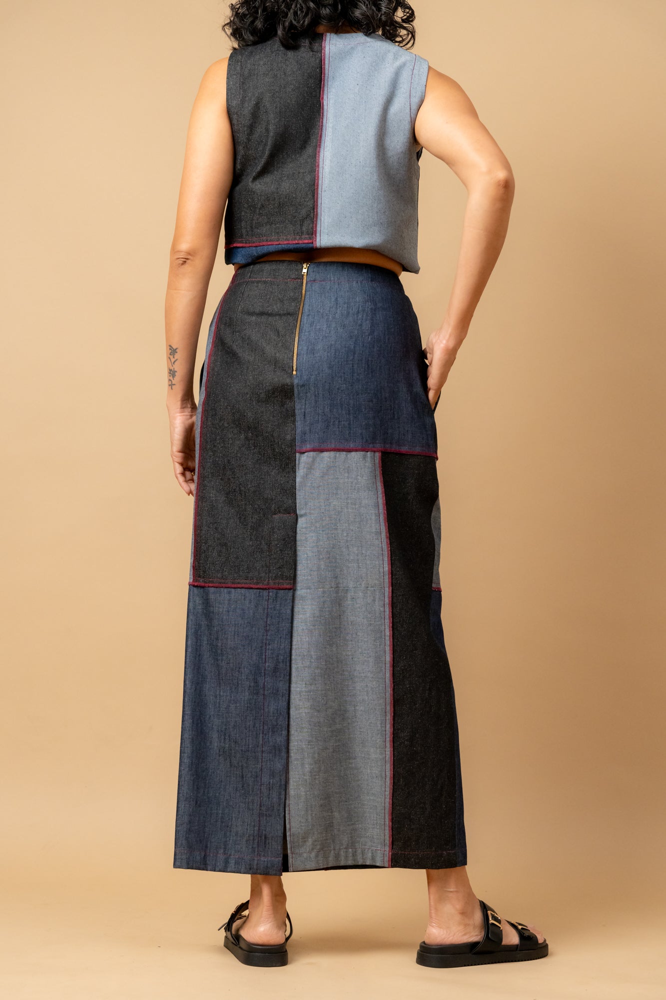 Abby denim patch skirt