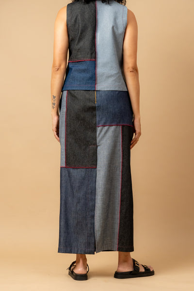 Abby denim patch skirt