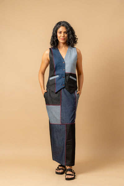 Abby denim patch skirt