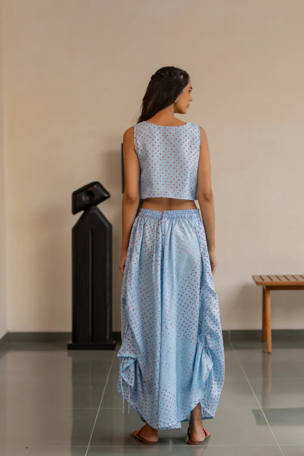 DOTS M SL CROP TOP-SKY BLUE