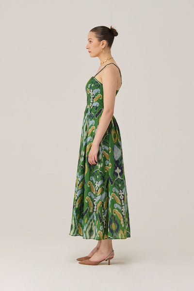 Empire Ikat Beaded Maxi Dress