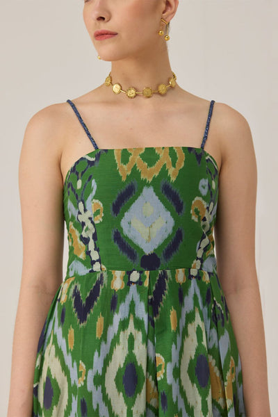 Empire Ikat Beaded Maxi Dress