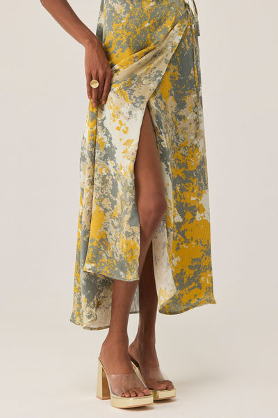 Gold Autumn Sleeveless Wrap Dress