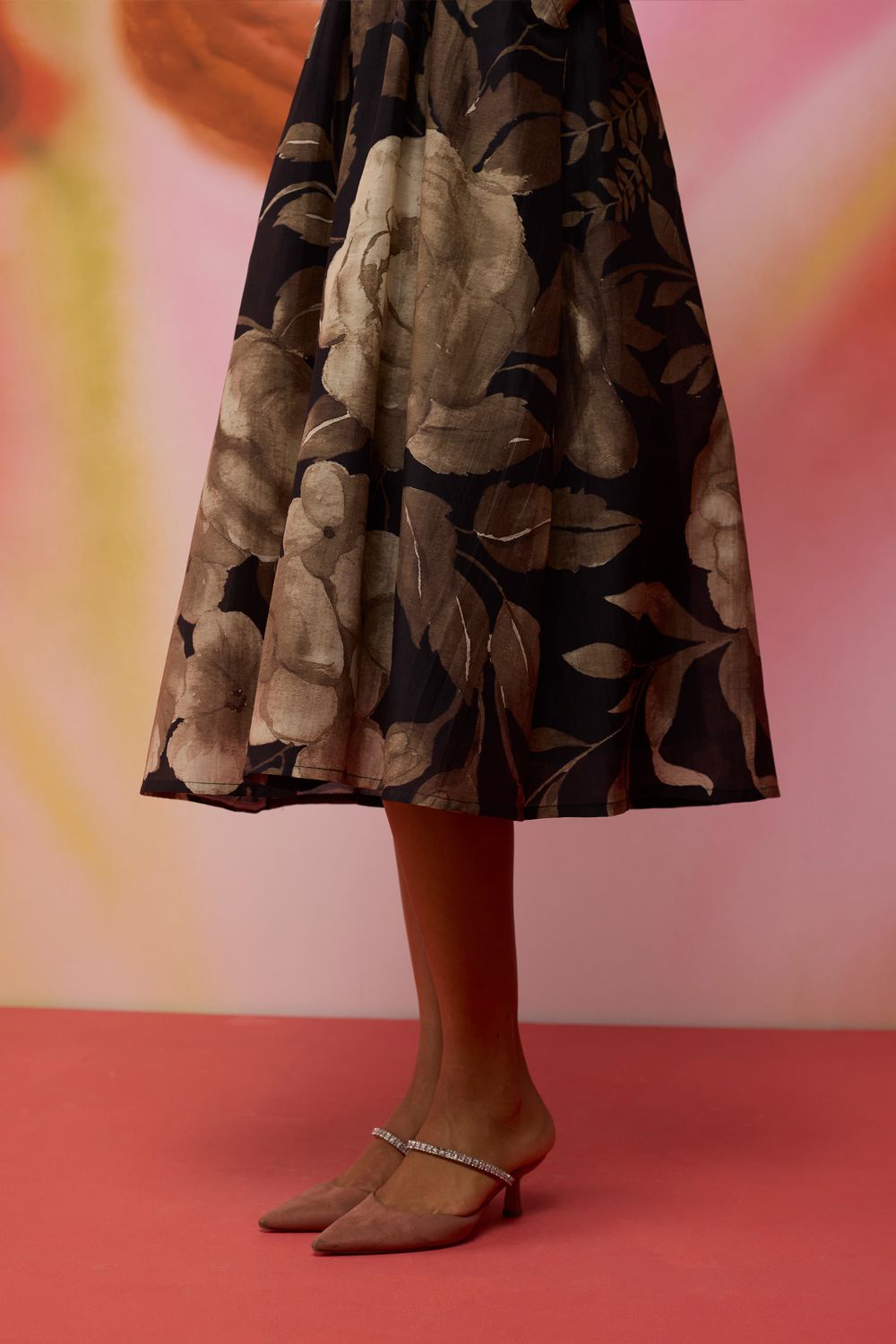 Sepia Blossom Midi Wrap Dress