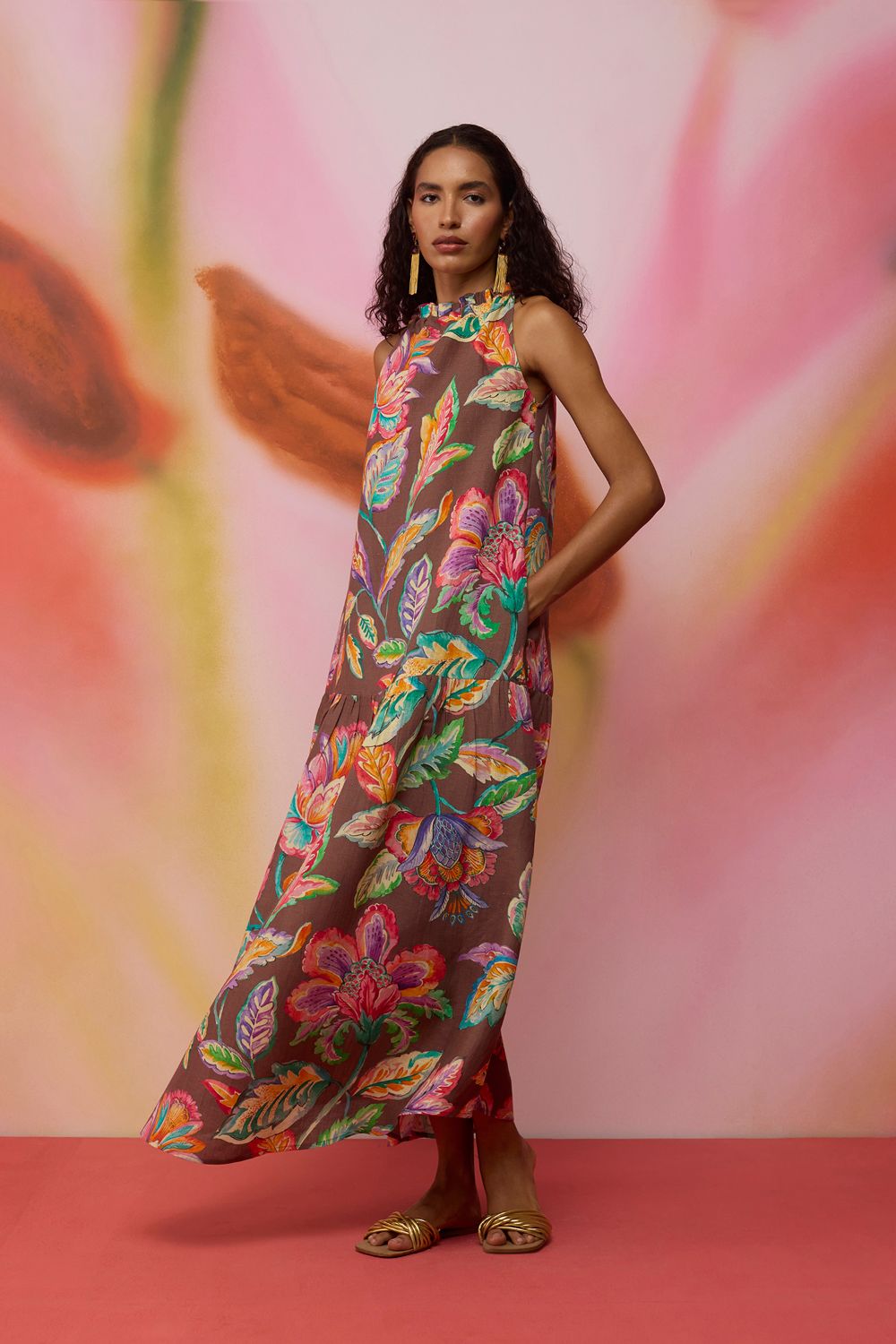 Cocoa Chintz Maxi Dress