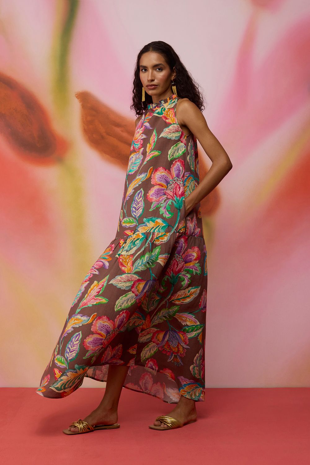 Cocoa Chintz Maxi Dress