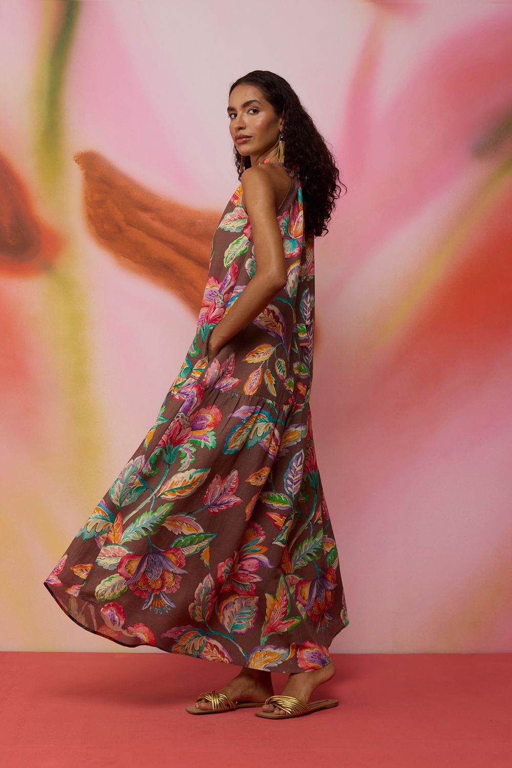 Cocoa Chintz Maxi Dress