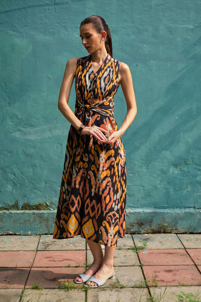 Bohemian Ikat Tie-Knot Dress