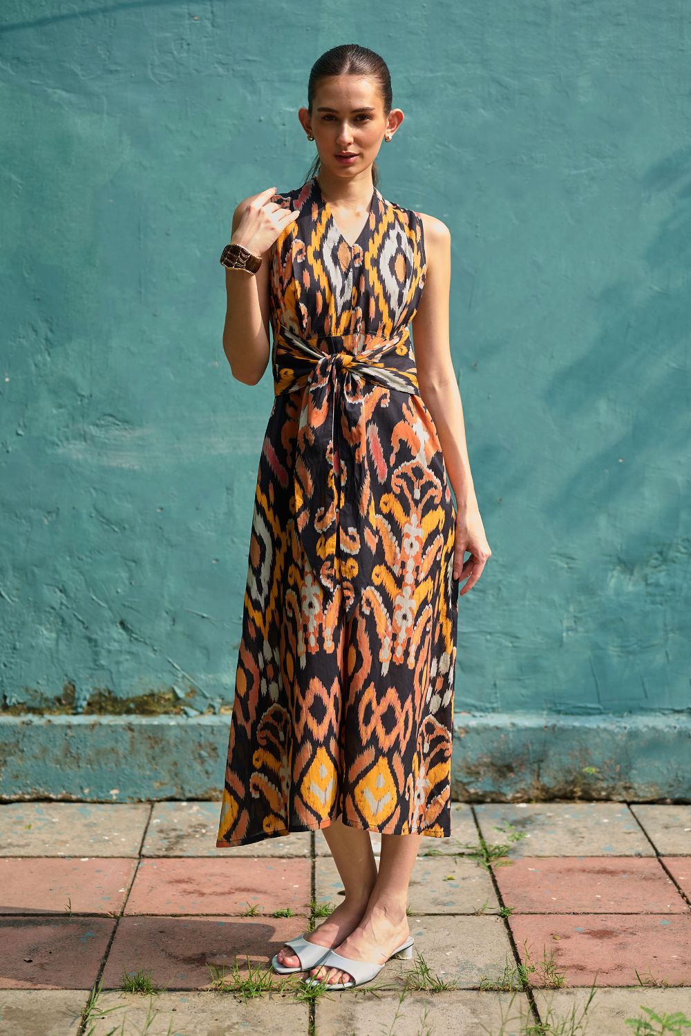 Bohemian Ikat Tie-Knot Dress