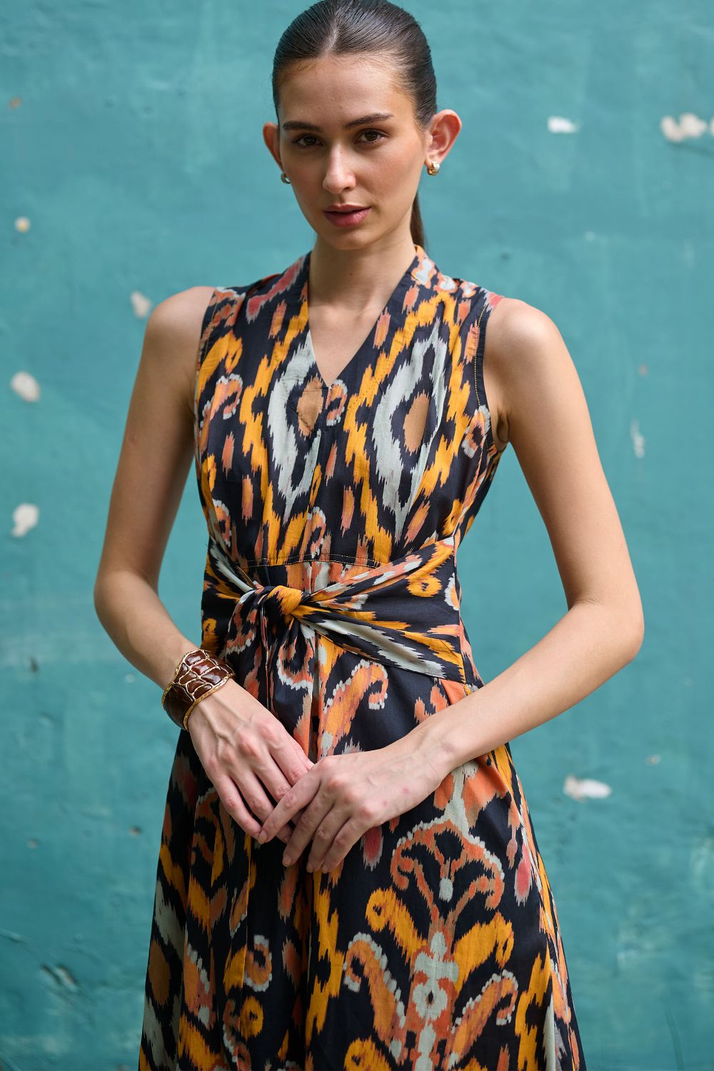 Bohemian Ikat Tie-Knot Dress
