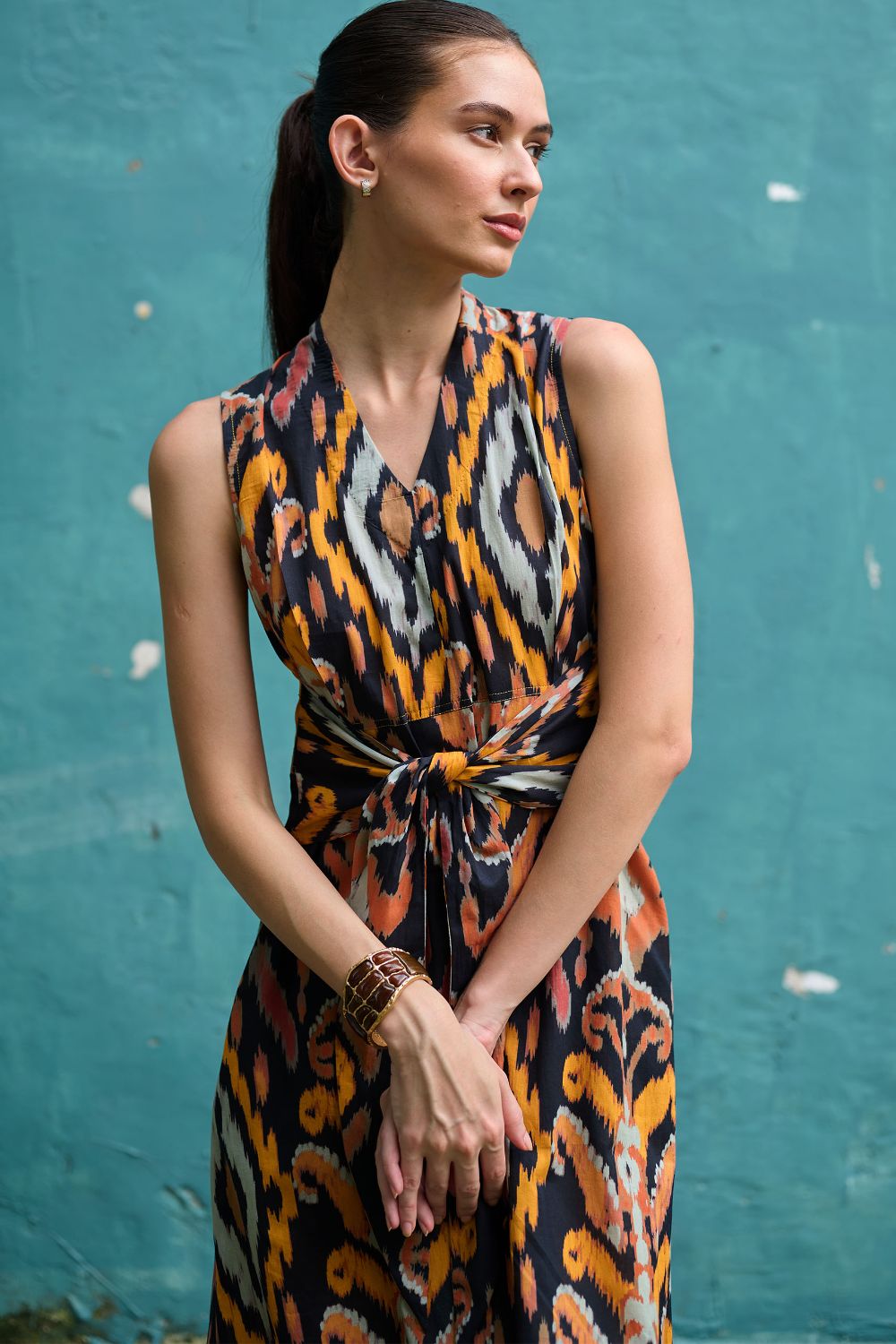 Bohemian Ikat Tie-Knot Dress