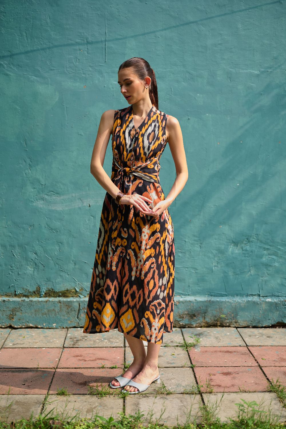 Bohemian Ikat Tie-Knot Dress