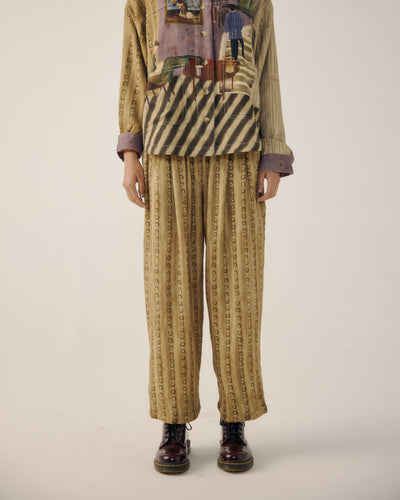 DRAWSTRING PANTS-Mustard Stripes