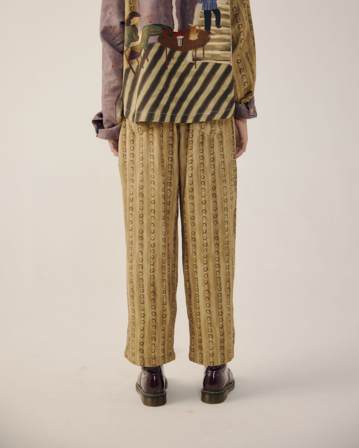 DRAWSTRING PANTS-Mustard Stripes