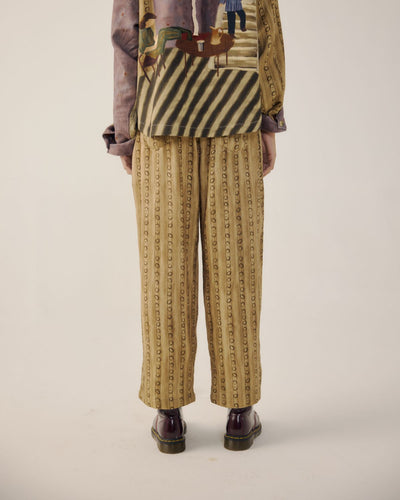 DRAWSTRING PANTS-Mustard Stripes