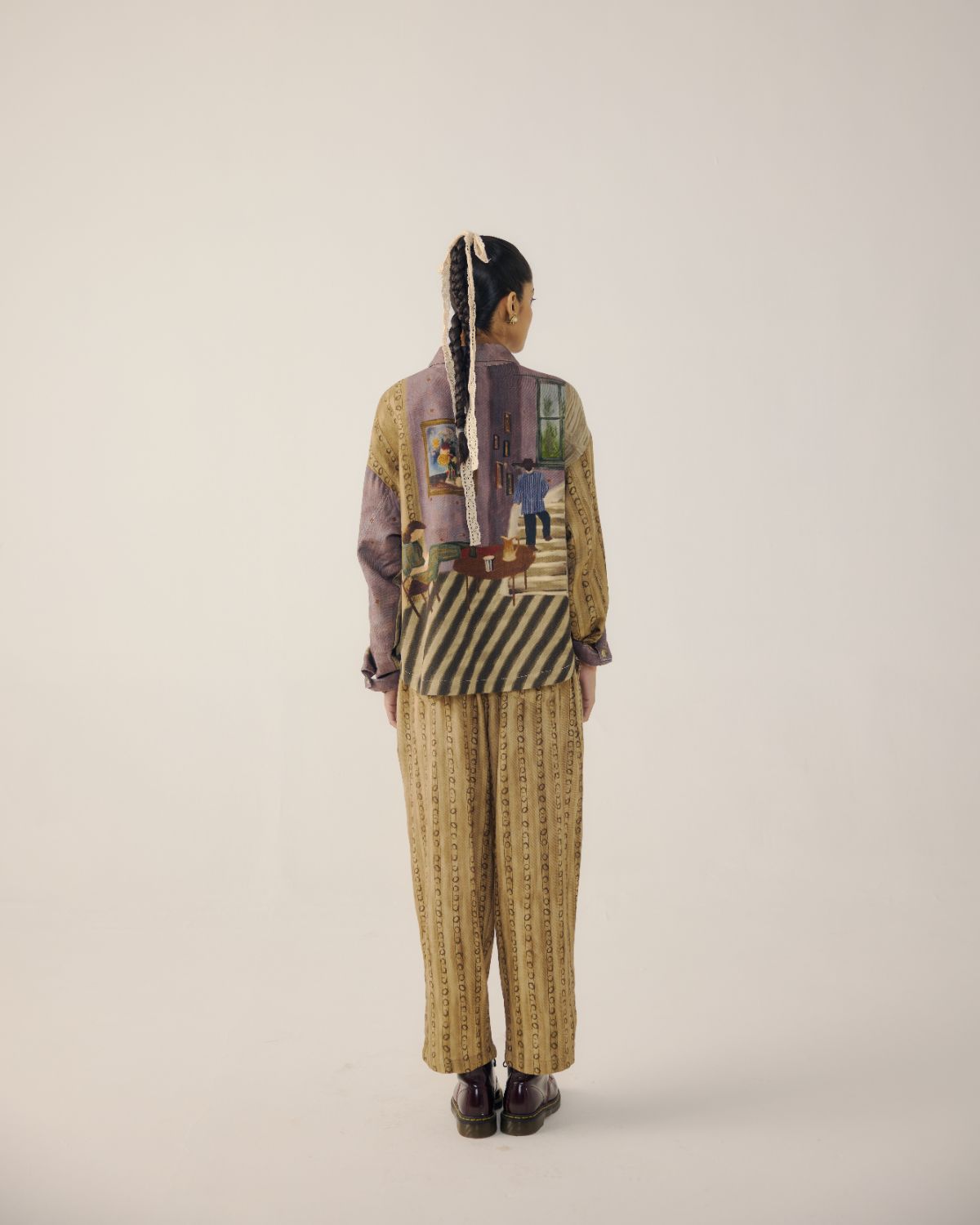 DRAWSTRING PANTS-Mustard Stripes