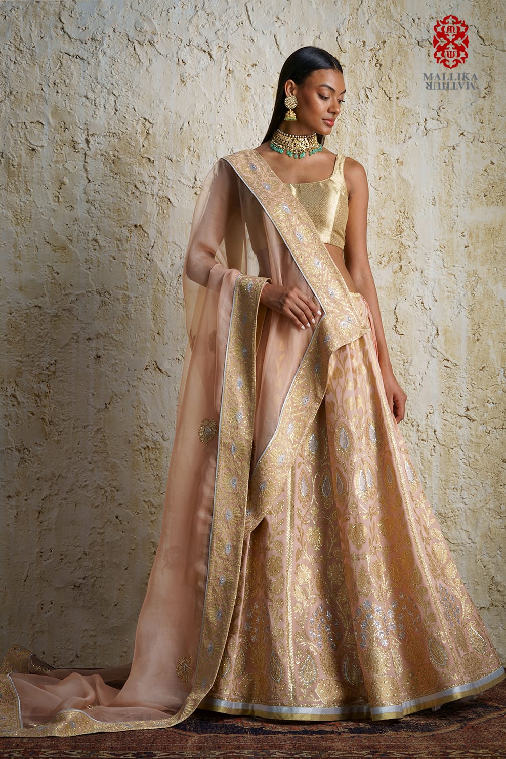 Mehak silk georgette lehenga-tea rose