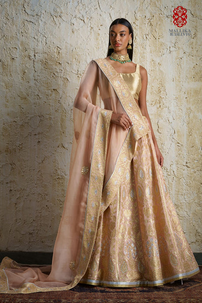 Mehak silk georgette lehenga-tea rose