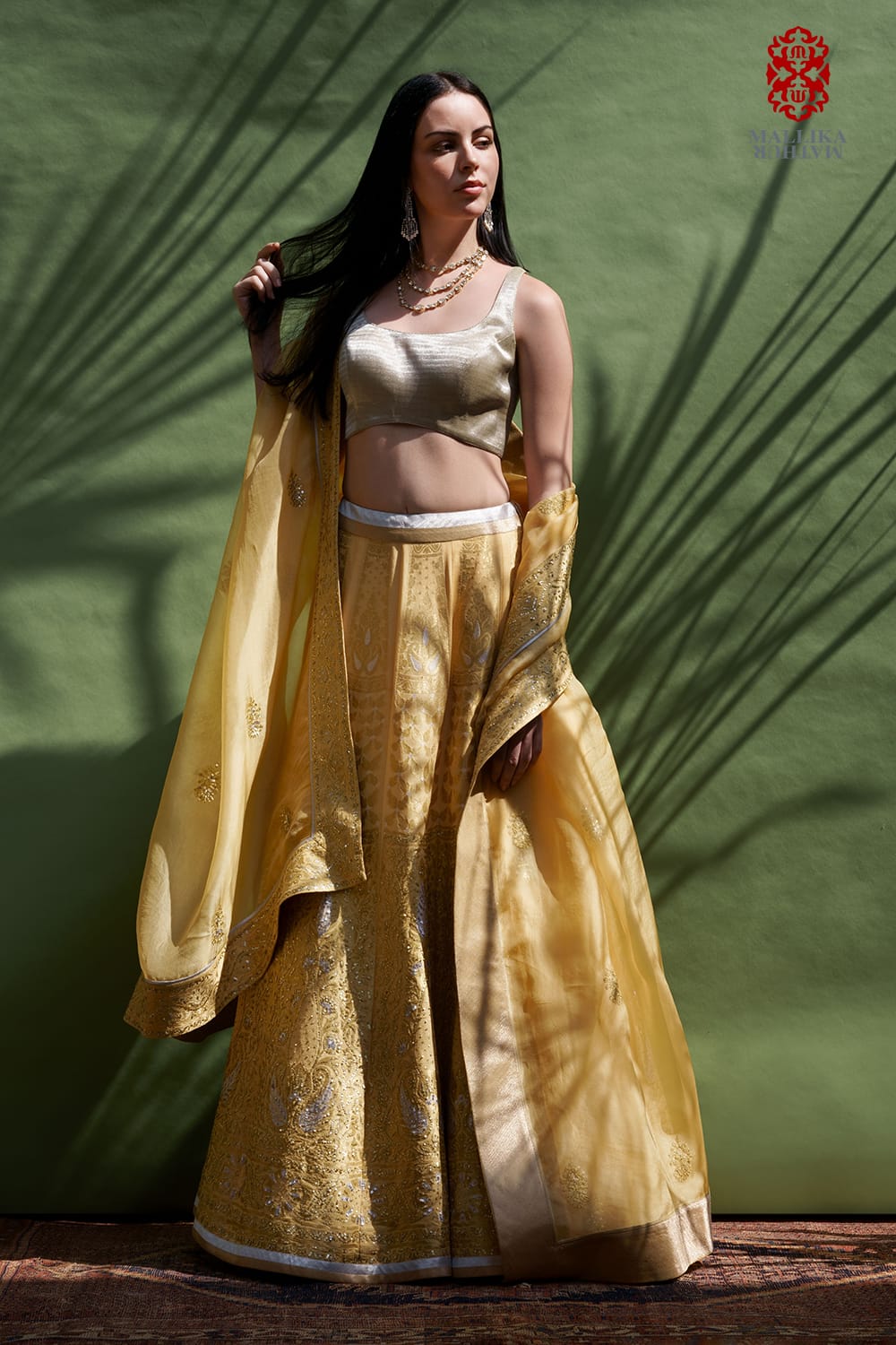Mehak silk georgette lehenga-butter yellow