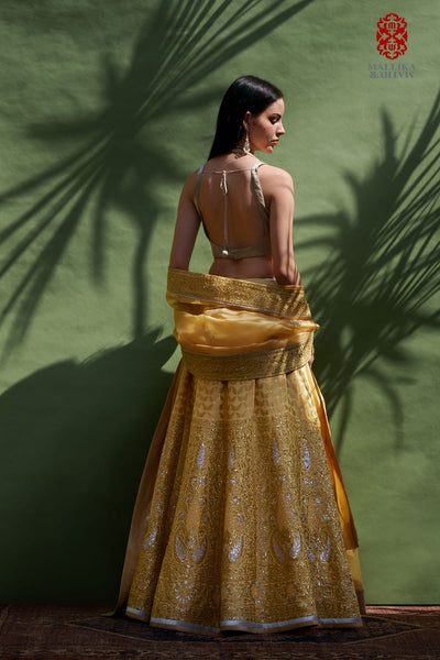 Mehak silk georgette lehenga-butter yellow