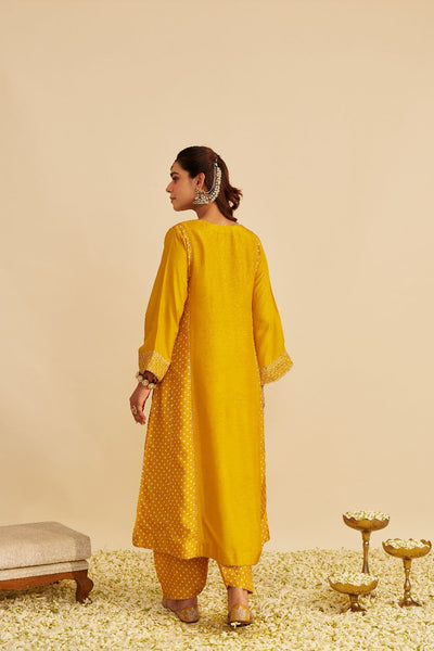 Esra - Long Chauga With Salwar-Mustard