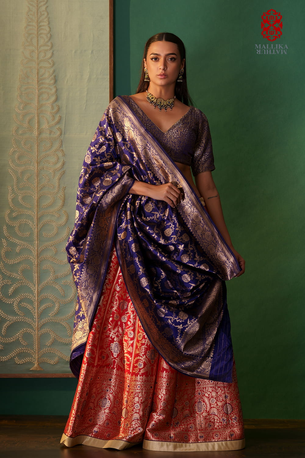 Dupatta silk royal blue