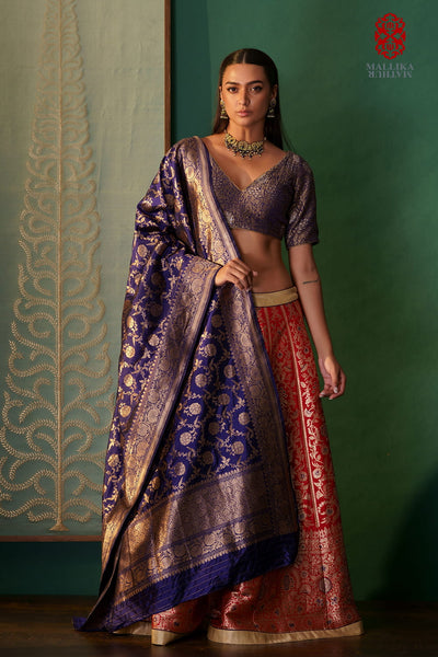Dupatta silk royal blue