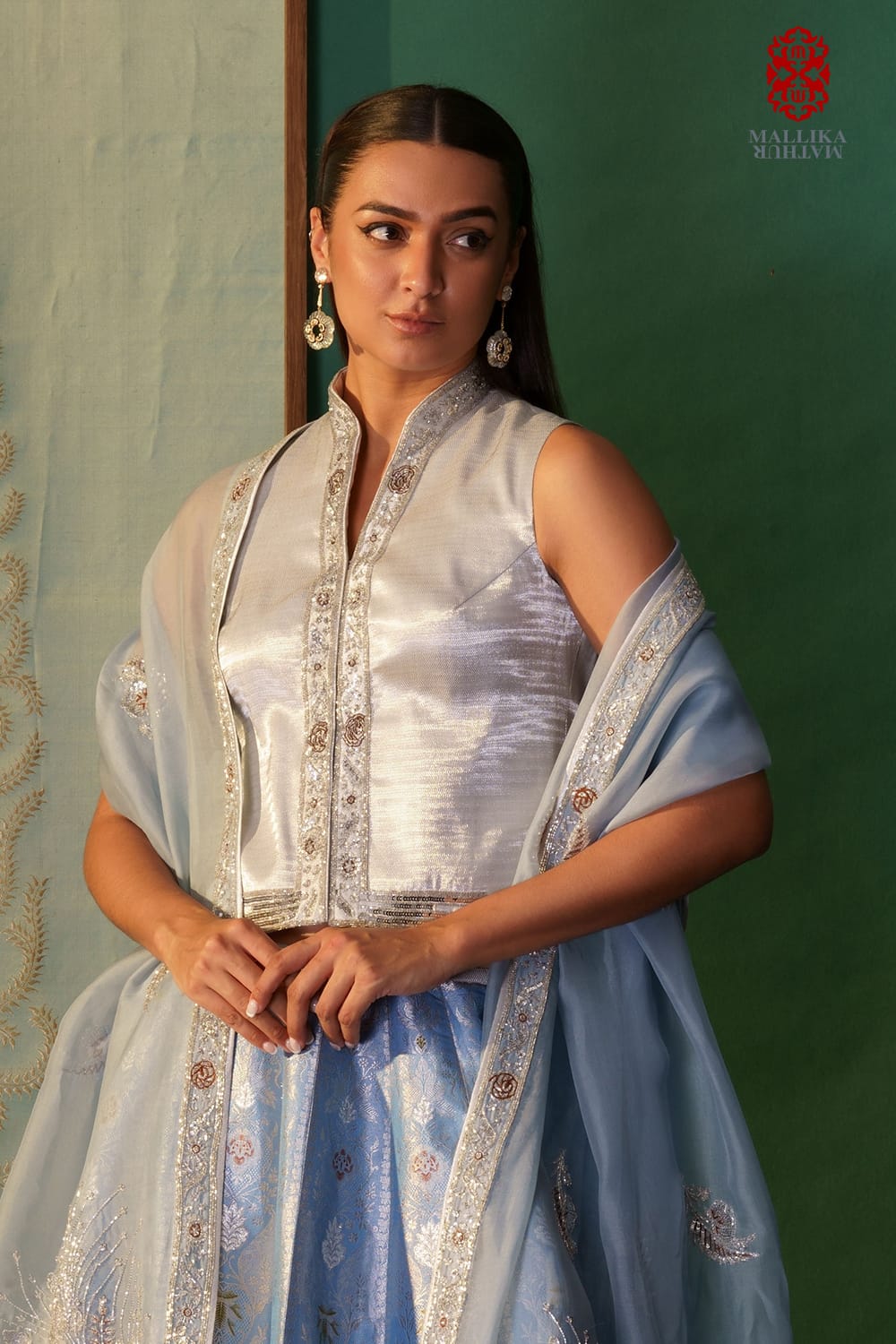 Fatuhi silver zari waistcoat