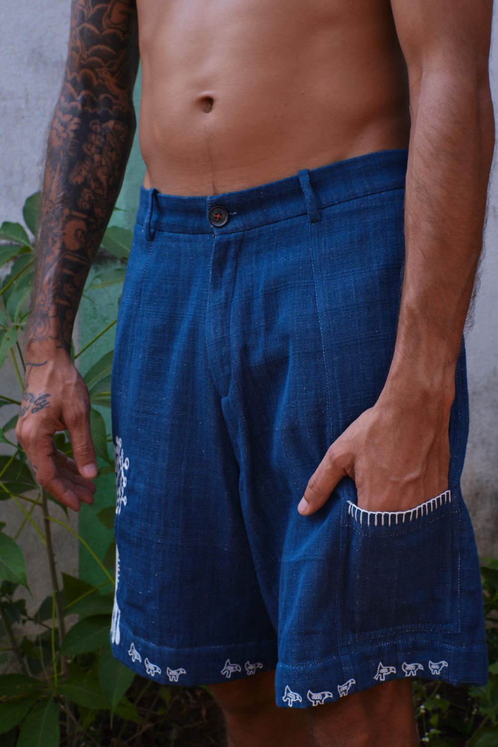 Neza Handloom Denim Shorts