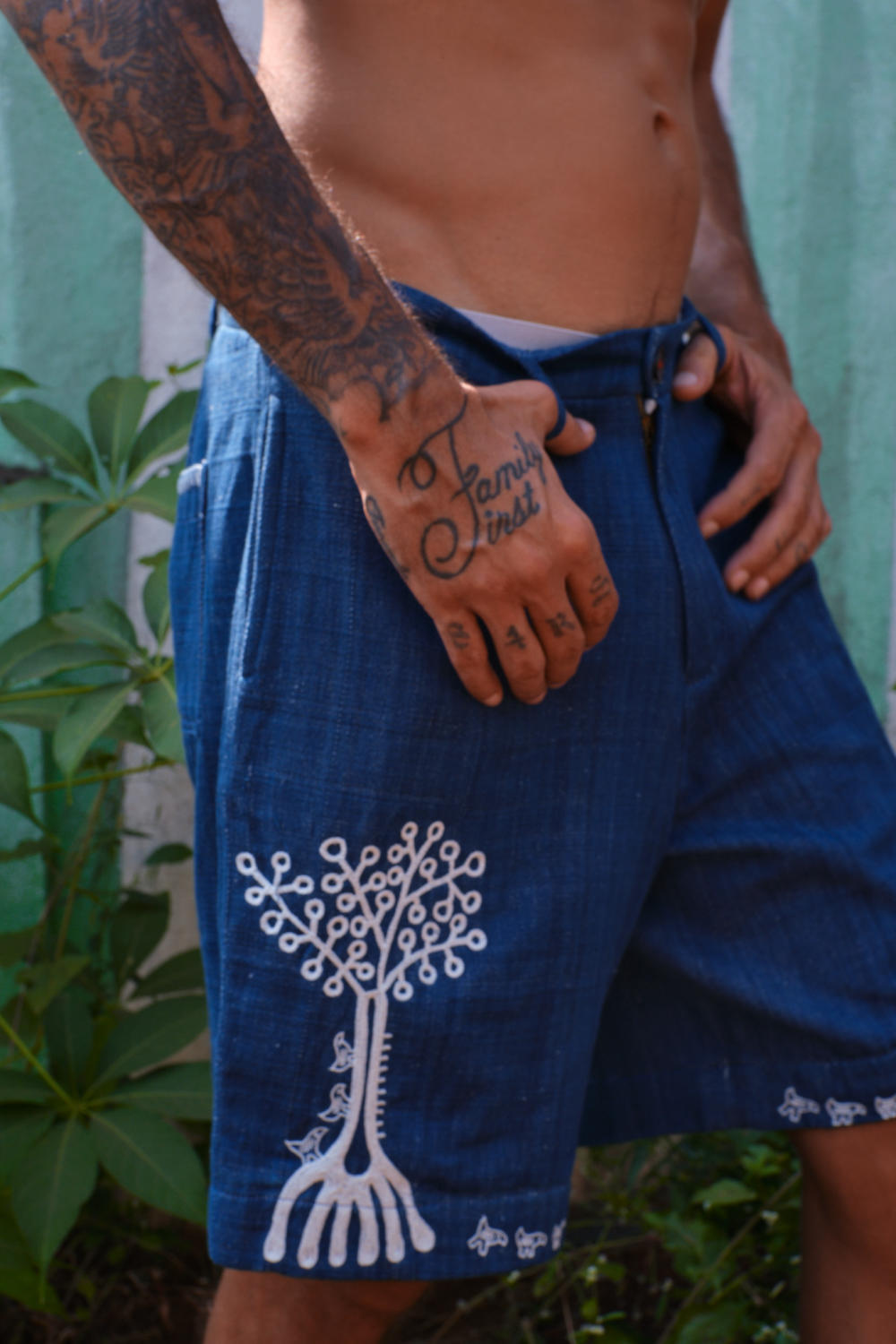 Neza Handloom Denim Shorts