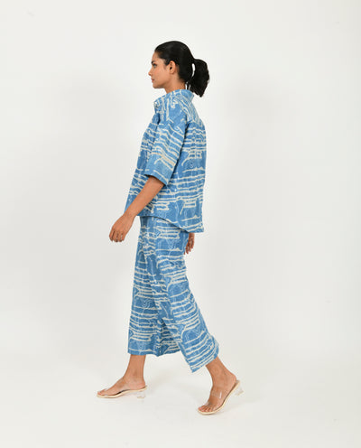 INDIGO SPLASH SHIRT LINEN CO-ORD SET