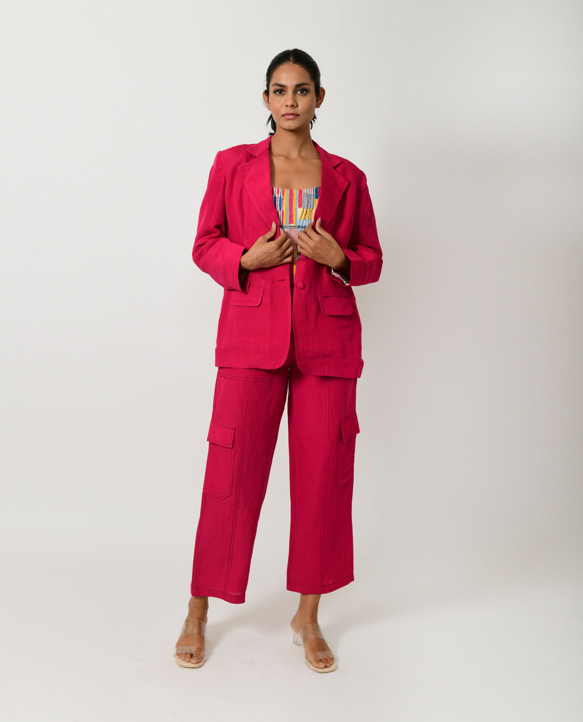 Red linen hotsell blazer womens