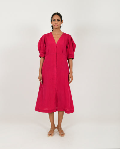 VIVA MAGENTA LINEN BELL DRESS