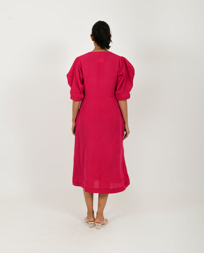 VIVA MAGENTA LINEN BELL DRESS