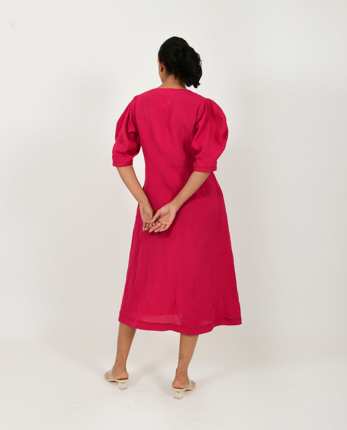 VIVA MAGENTA LINEN BELL DRESS